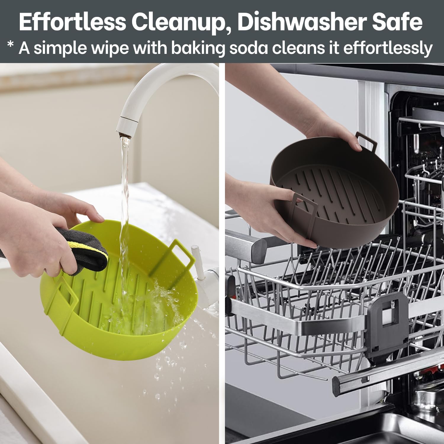 Ninja Air Fryer Silicone Liners - 4QT BPA-Free Round Reusable Basket Liners | 2 Pack with Handle