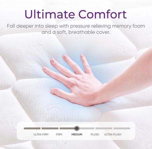 GAESTE Queen Mattress - 12 Inch Hybrid with Comfort Memory Foam & Pocket Springs | Medium Firm, CertiPUR-US Certified