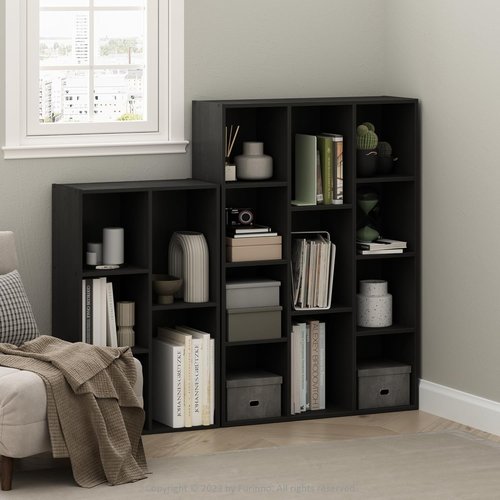 Furinno LUDER 5-Cube Bookshelf - Reversible Design, Easy Assembly | 9.4 x 19.5 x 31.5, Blackwood Finish