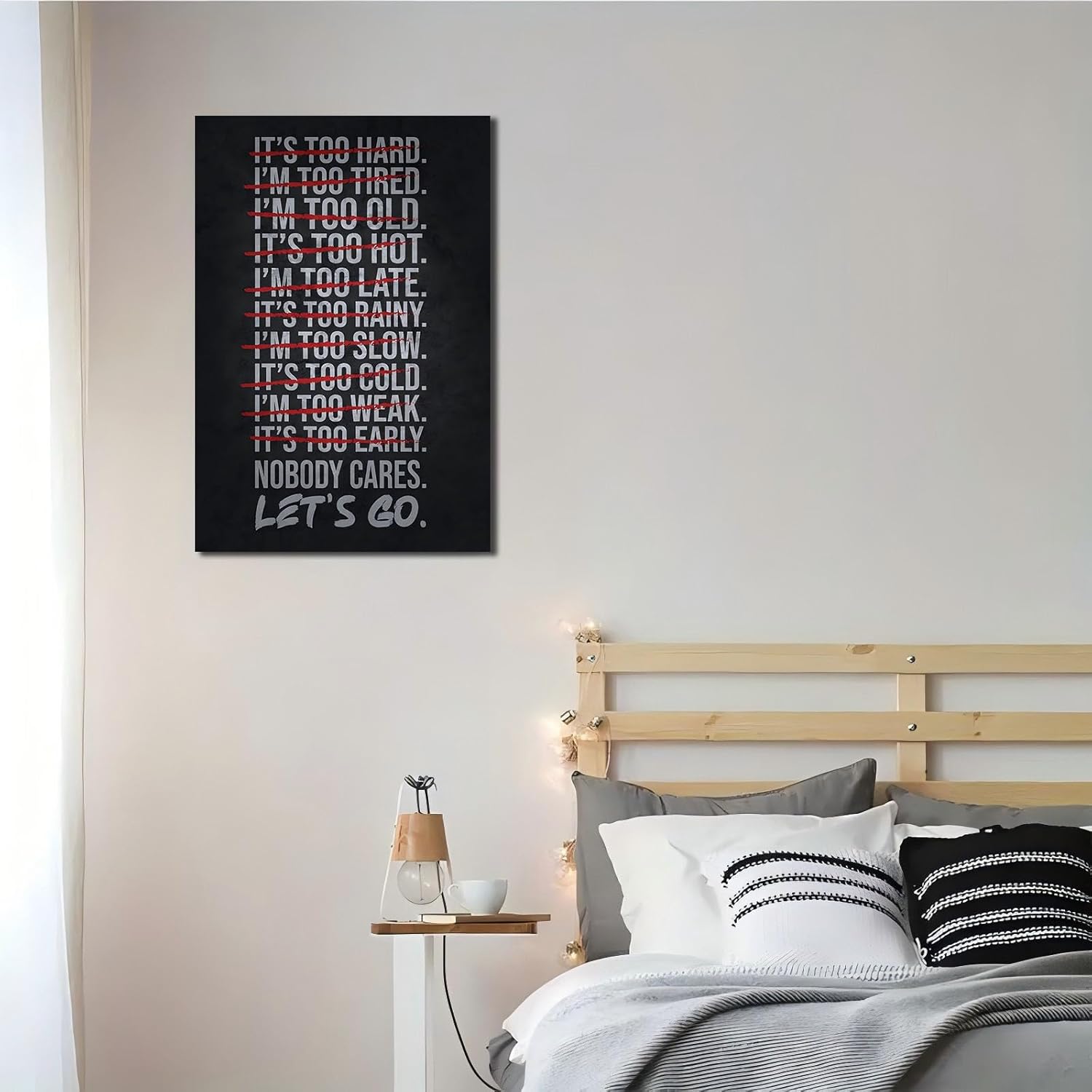 Nobody Cares Gym Poster - Inspirational Canvas Wall Art | Motivational Quotes for Home & Office - Unframed 16x24 Inches