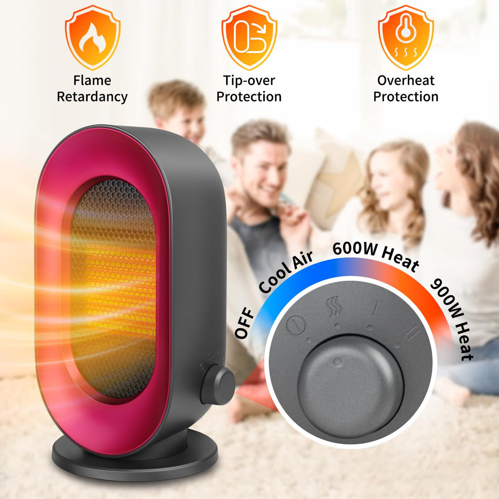 Sendowtek Portable Space Heater Indoor, Mini Electric Fan 10" Tall with 3 Mode Adjustable, Overheating/Tip-over Protection PTC Small Ceramic Desk Heater for Office Home Use
