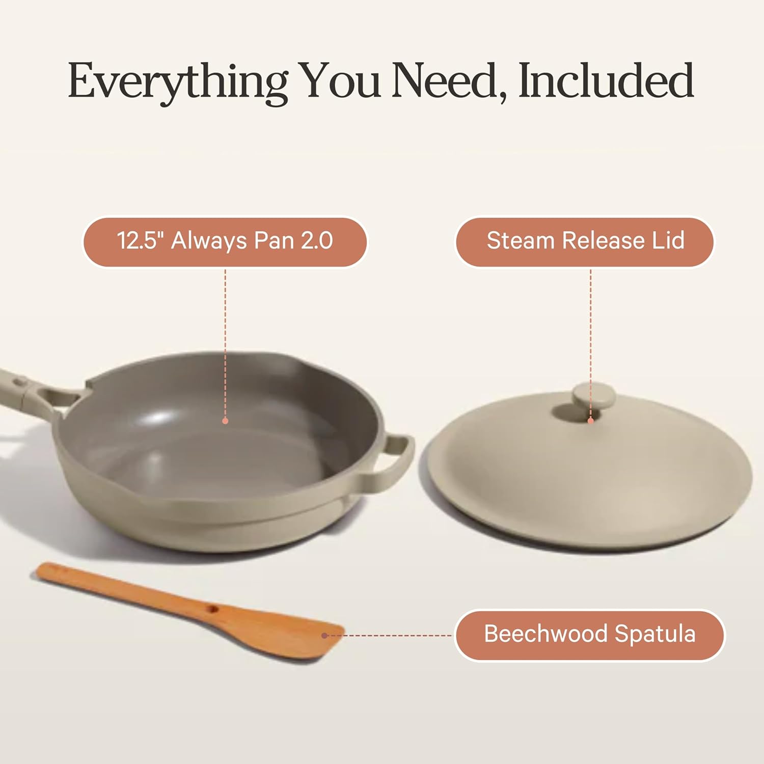 Our Place Large Always Pan - 12.5" Nonstick Ceramic Cookware with Modular Lid & Beechwood Spatula | Oven-Safe to 450°F