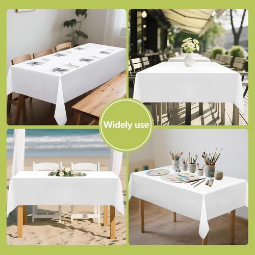 20 Pack Disposable Plastic Tablecloths by [Brand Name] - Waterproof White Rectangular Covers, 54 x 108 Inch for Weddings & Parties