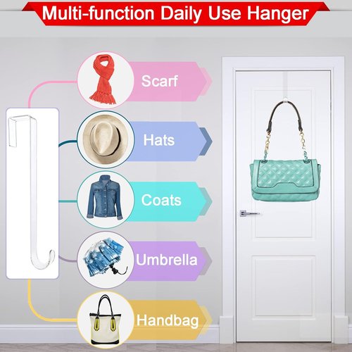 Clear Wreath Hanger Hooks - 15-Inch Non-Scratch Over The Door Hooks | 2 Pack for Fall & Christmas Decor