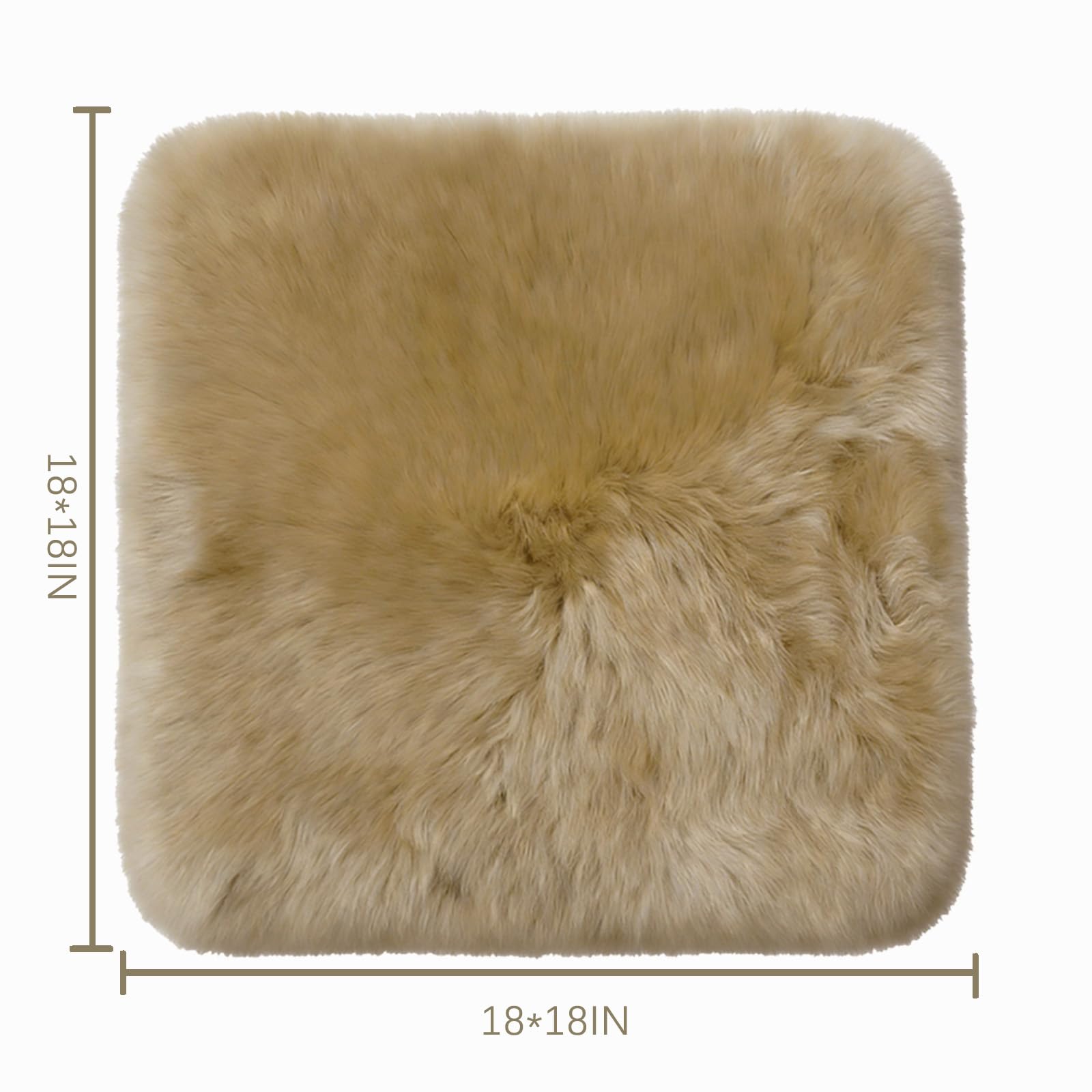 RZLWOOL Natural Wool 2 Pack Luxury Sheepskin Seat Cushion Fluffy Chair Pad for Sofa Office Chair Dining Chair Cushion Bedroom Seat Cushion Dining Chairs(18x18 Inch,Khaki Brown)