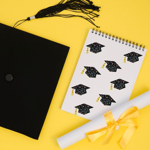 FYSUIMU Graduation Cap Stickers - Holographic Black & Gold Decals for College & High School Grads | 500 Pcs, 1.5 in