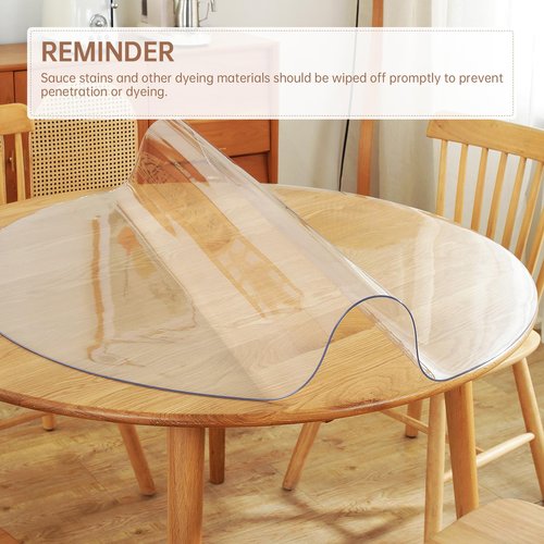 Warmstar Clear Table Protector 2mm Thick, Dia.54 Inch Round Clear Table Cover Protector, Plastic Table Cover, Clear Desk Mat Desk Pad, Desk Protector Mat for Coffee Table, Writing Desk, Dining Room