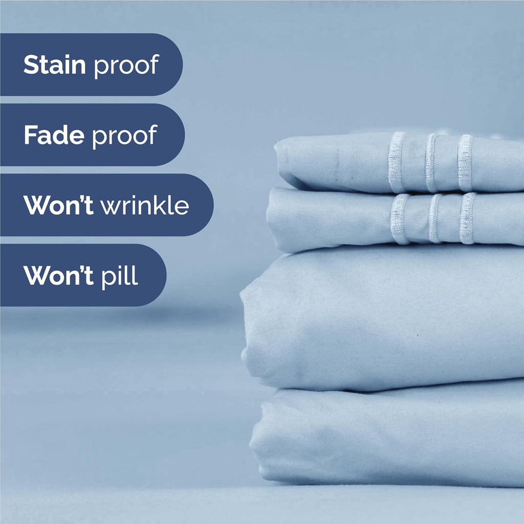 Skiennix Full Size 4-Piece Sheet Set - Ultra-Soft Cooling Bedding - Deep Pockets, Wrinkle-Free - Sky Blue
