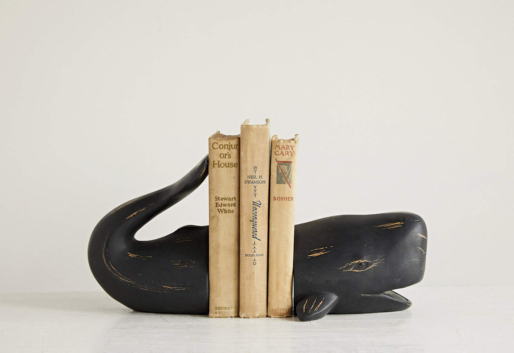 Creative Co-Op Whale Shaped Resin Bookends (Set of 2 Pieces)