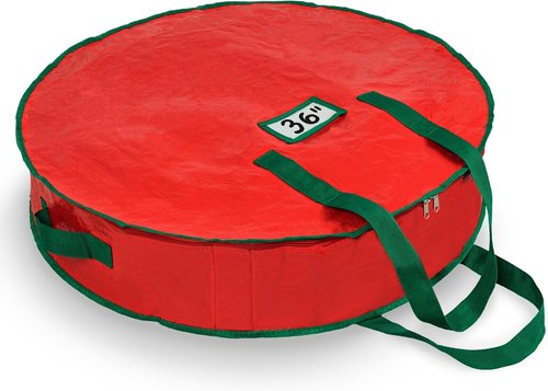 Handy Laundry Christmas Wreath Storage Bag - Durable Tarp Material with Zipper & Sturdy Handle | 36-Inch Dust & Pest Protection