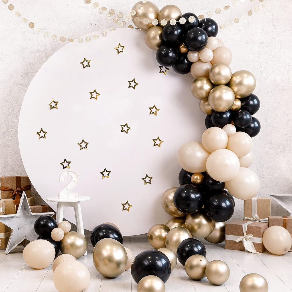 RUBFAC Black Balloons - Premium Latex Party Decorations | 105pcs in 5/10/12/18 Inches for Events