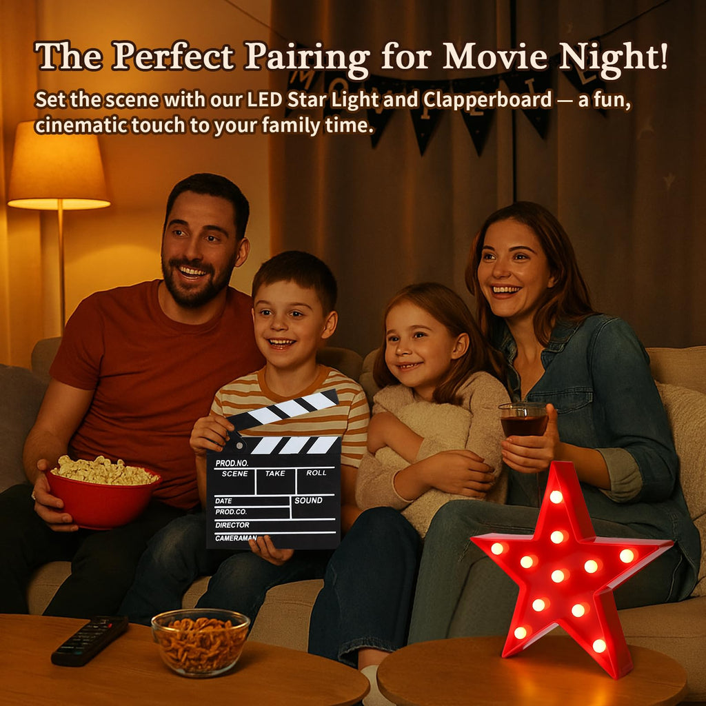Movie Theater Decor,Film Clapper Board and Light LED Star Sign Movie Props for Night Decorations,Home Room Theater Decor Party Supplies