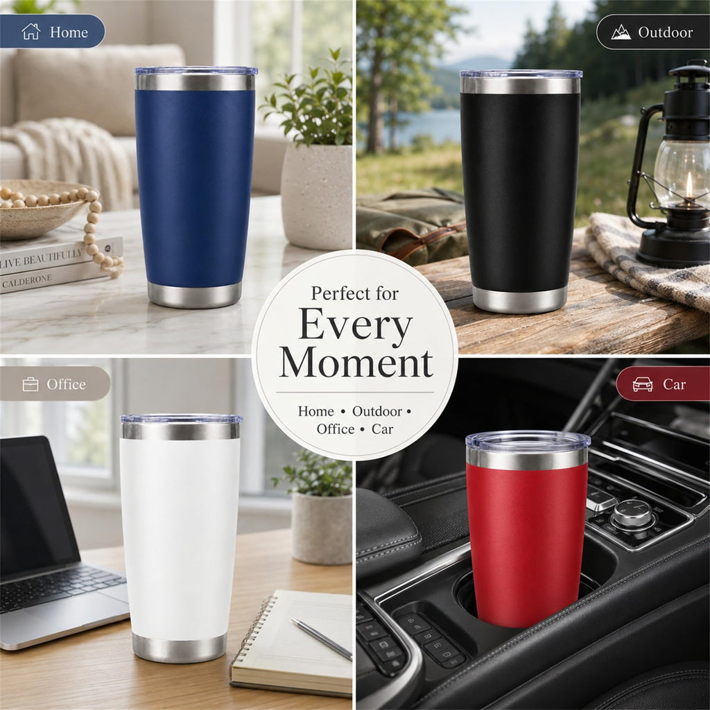 Pandance 20oz Stainless Steel Insulated Tumblers Bulk, Navy Blue, 12 Pack