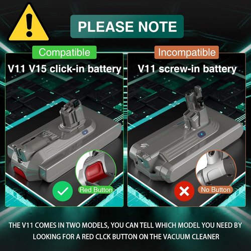 EGR 9000mAh V11 Battery Replacement - Click-In Installation for Dyson V11, V15, Absolute, Animal & More