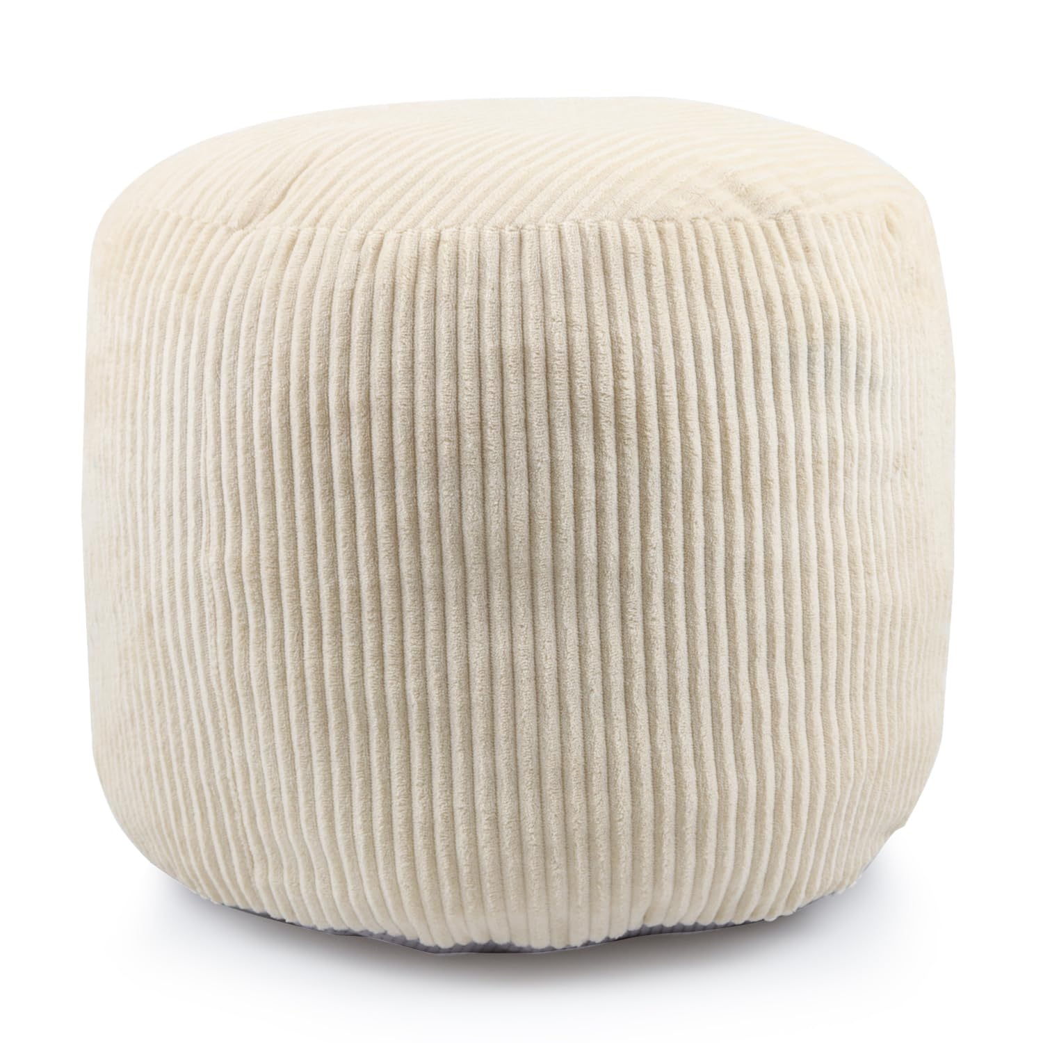 Sexysamba Square Corduroy Pouf Cover Only, 20"x 16" Unstuffed Decorative Ottoman Foot Stool Rest, Washable Storage Bean Bag Chair Floor Pouf Covers for Living Room Bedroom, Beige