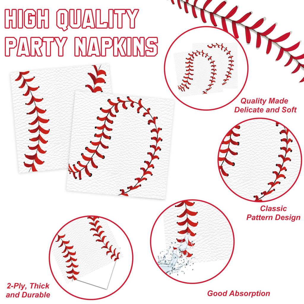 Oigco 140 PCS Baseball Birthday Decorations, Baseball Party Supplies Includes Plates, Napkins, Cups, Cutlery for Baseball Party Decorations, Serve 20