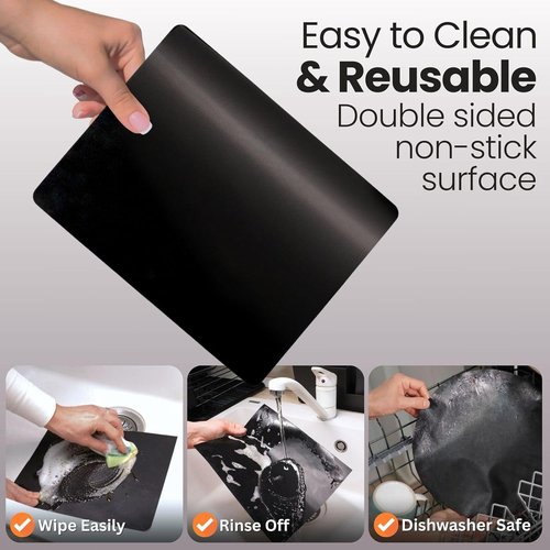 Buself Toaster Oven Liner - Nonstick & Heat Resistant | Reusable Air Fryer Liners, 9x11", 2 Pack, Black