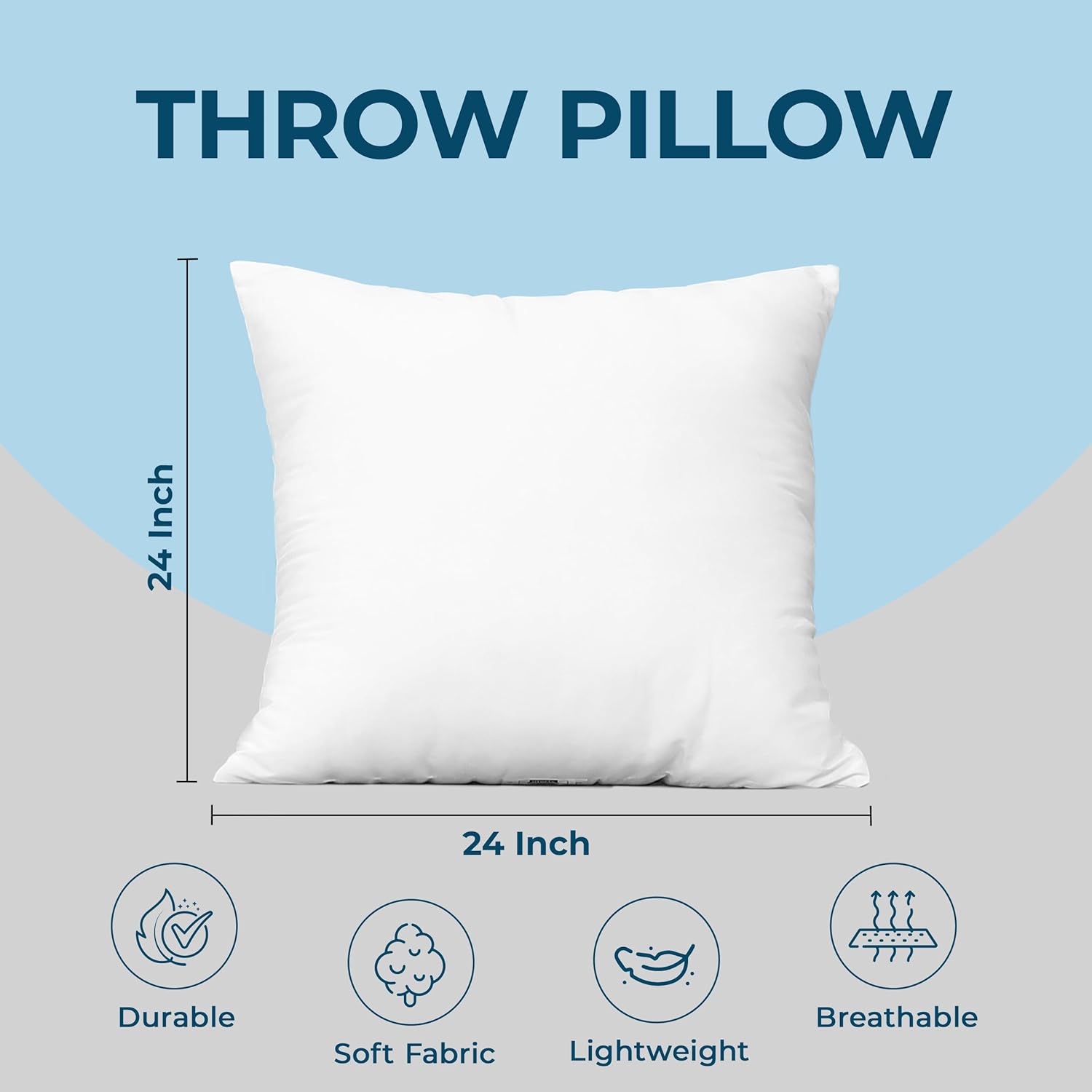 Utopia Bedding Throw Pillows - Fluffy Down Alternative Set of 4 | 24 x 24 Inches, White for Indoor & Outdoor Use