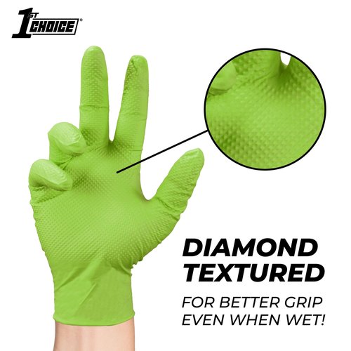 1st Choice Green Nitrile Gloves, Disposable Latex Free, 100 Count, Large