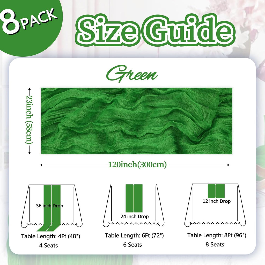 Skiennix Green Cheesecloth Table Runner - 10ft Rustic Sheer for Easter & Spring Celebrations | 120 Inch