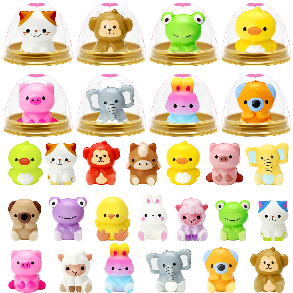 BCUEIDO 24 Pack Valentine's Day Gifts Cards with Animal Squishy, Valentine's Cards for Valentines Exchange, Prize Supplies, Valentines Party Favors