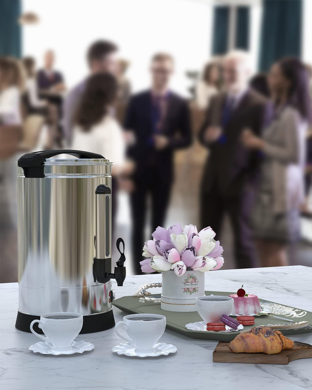 120 Cup Coffee Urn, 18L/4.8Gal Large Capacity Stainless Steel Hot Beverage Dispenser, Fast Brew Rapid Extraction, Commercial Coffee Maker for Party Buffet Catering