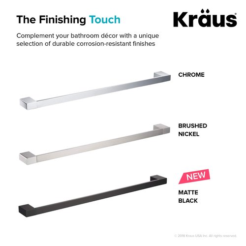 KRAUS Stelios 24-inch Bathroom Towel Bar, Brushed Nickel Finish, KEA-19937BN