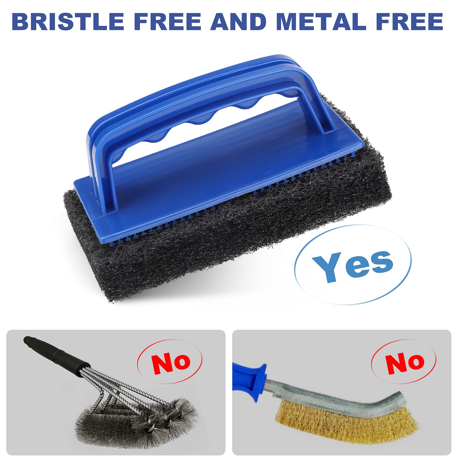 Blackstone Grill Cleaning Kit, Heavy Duty Griddle Scrubber Scouring Pad & Handle, Griddle Cleaning Brush for Charcoal, Gas Grills, Cast Iron Cookware, Oven, Grate, Stovetop