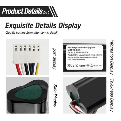 ZTHY 6500mAh Battery Replacement for Neato D8 D9 D10 945-0356 945-0373 905-0596 Robotics Robot Vacuum Cleaners 205-0023 205-0022 945-0381 945-0382 945-0376 205-0026 205-0021 14.4V