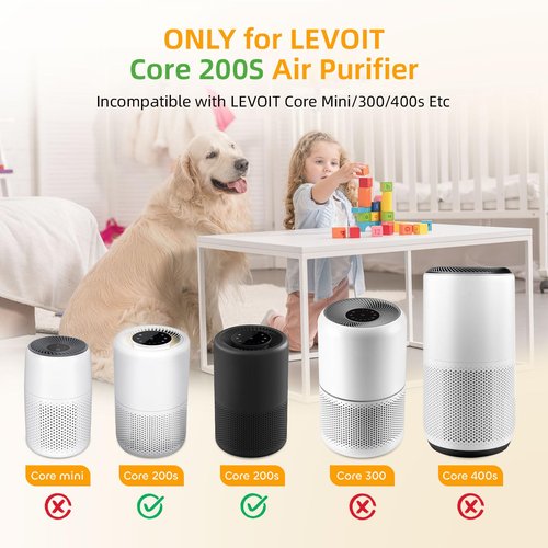 Core 200S Replacement Filter for LEVOIT Core 200S Smart WiFi Air Puri-Fier, 3-in-1 True HEPA Activated Carbon Pre-Filter, Core 200S-RF, Core 200S-P 2 Pack