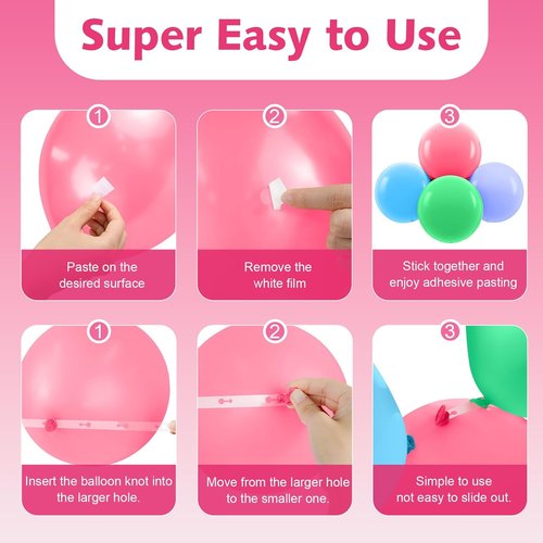 Bezente Rainbow Latex Balloons - 100 Pack with Balloon Tape Strips & Glue Dots for Easy Decorating