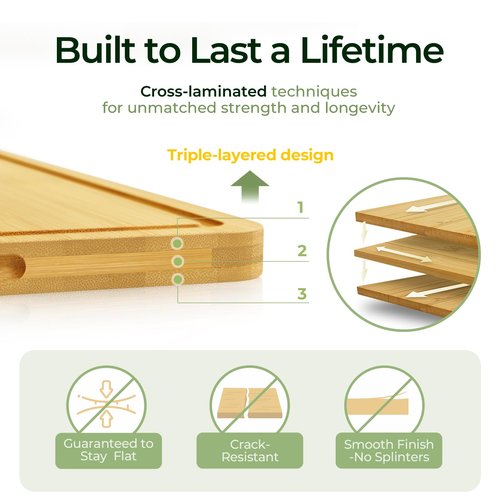 Keechee 4-Pcs Natural Wood Cutting Board Set Kitchen Tools with Juice Groove, Wooden Chopping Board for Meat, Fruit, Vegetables & Cheese (Pre Oiled, Natural)