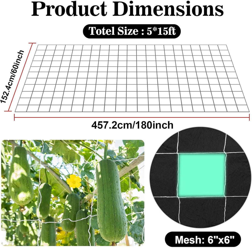 Sukh Garden Plant Trellis Netting - 5 x 15 Ft Polyester Mesh for Climbing Plants & Vines