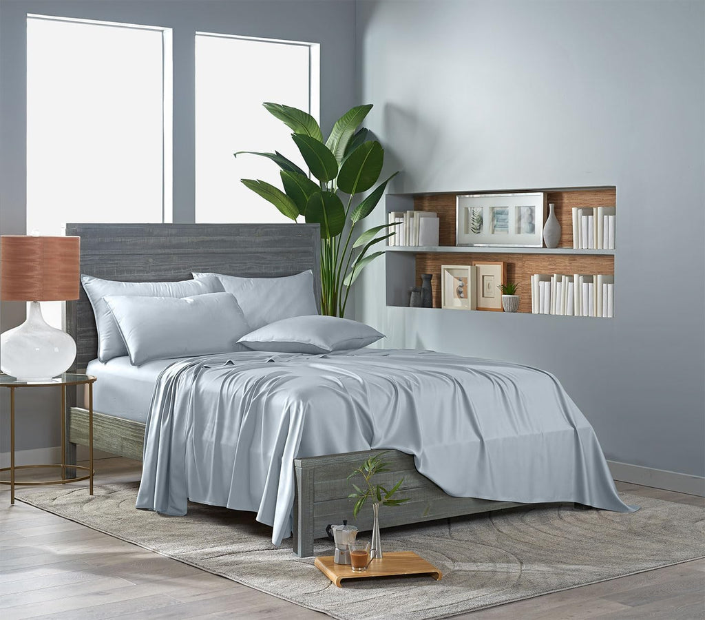 Pure Bamboo California King Sheets - 100% Organic Viscose Bed Sheet Set, Soft & Cooling, Glacier Color