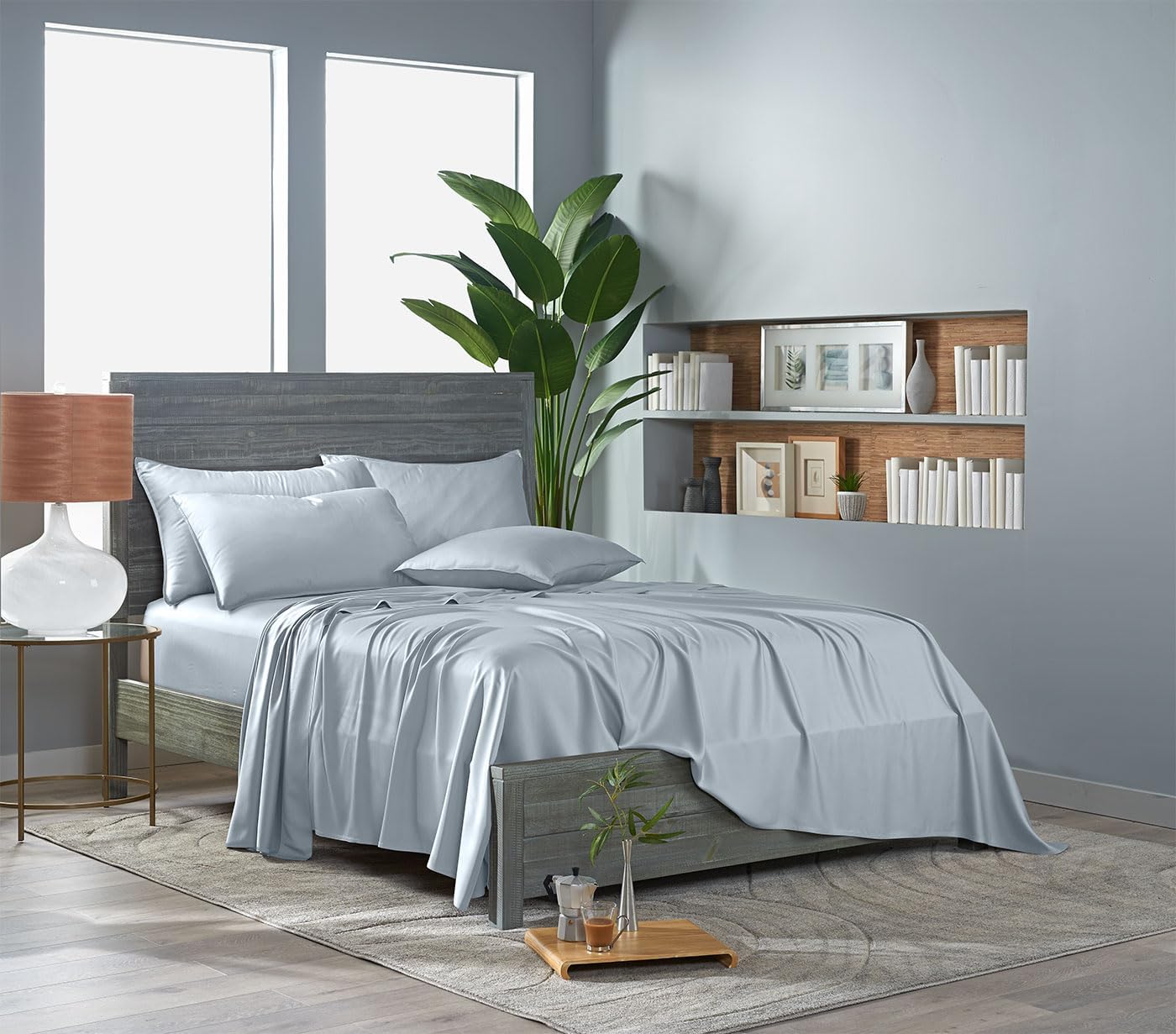 Pure Bamboo California King Sheets - 100% Organic Viscose Bed Sheet Set, Soft & Cooling, Glacier Color