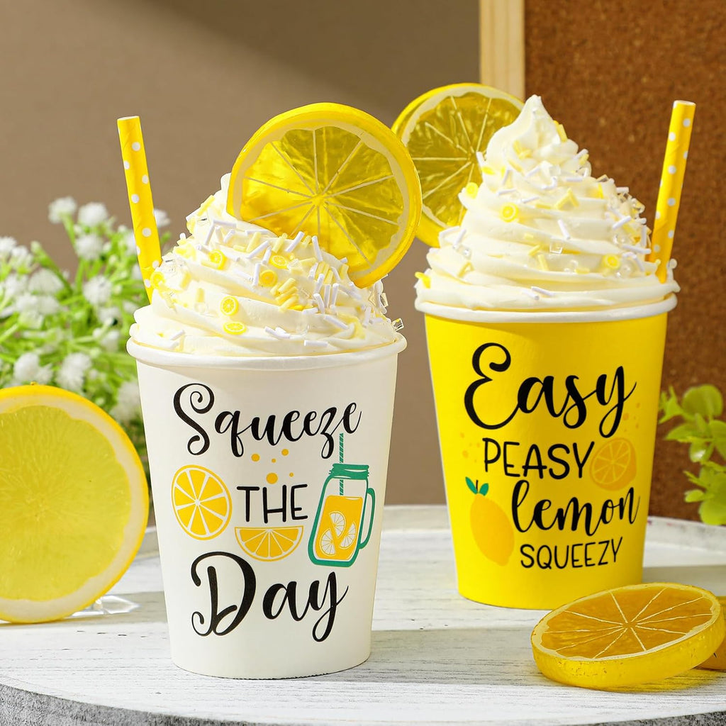 Yungyan Lemon Tiered Tray Decor - Faux Whipped Cream Cups for Summer Parties | Kitchen Centerpiece