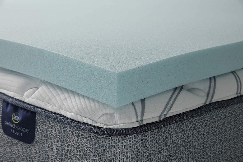 Serta ThermaGel Cooling, Pressure-Relieving Memory Foam Mattress Topper, 3 Inch, Queen,Blue