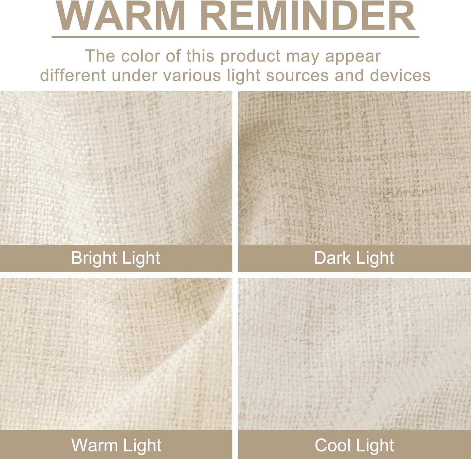 Skiennix 100% Blackout Linen Curtains - Thermal Insulated Drapes, 2 Panels Set, 50" W x 84" L, Light Cream