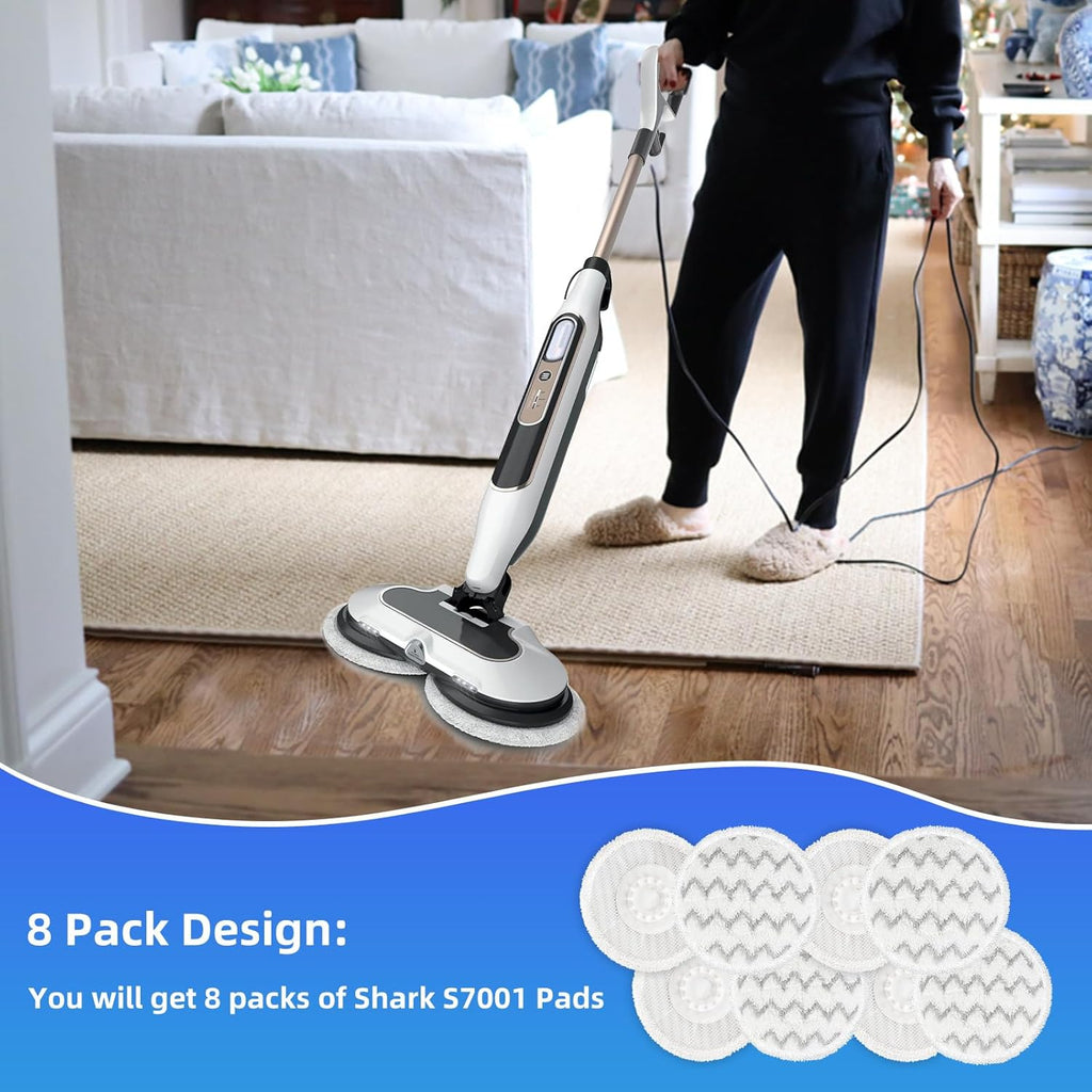 VIEWALL Steam Mop Pads - Replacement for Shark S8000 Series | Soft Washable Scrub Pads, 8 Pack