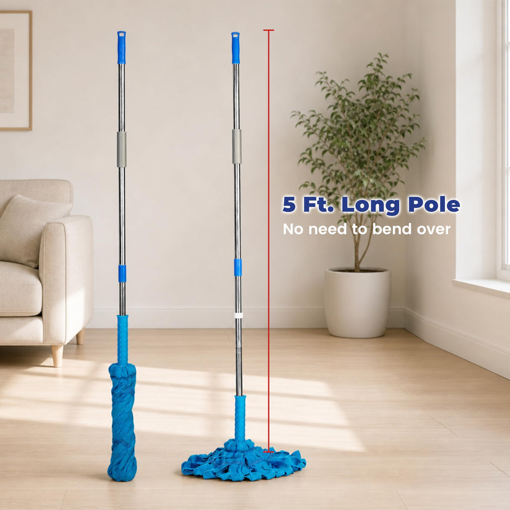 EaseYourDay Self-Wringing Twist Mops, Hands-Free Ratchet Wringing, Microfiber Mop with 1 Extra Refill
