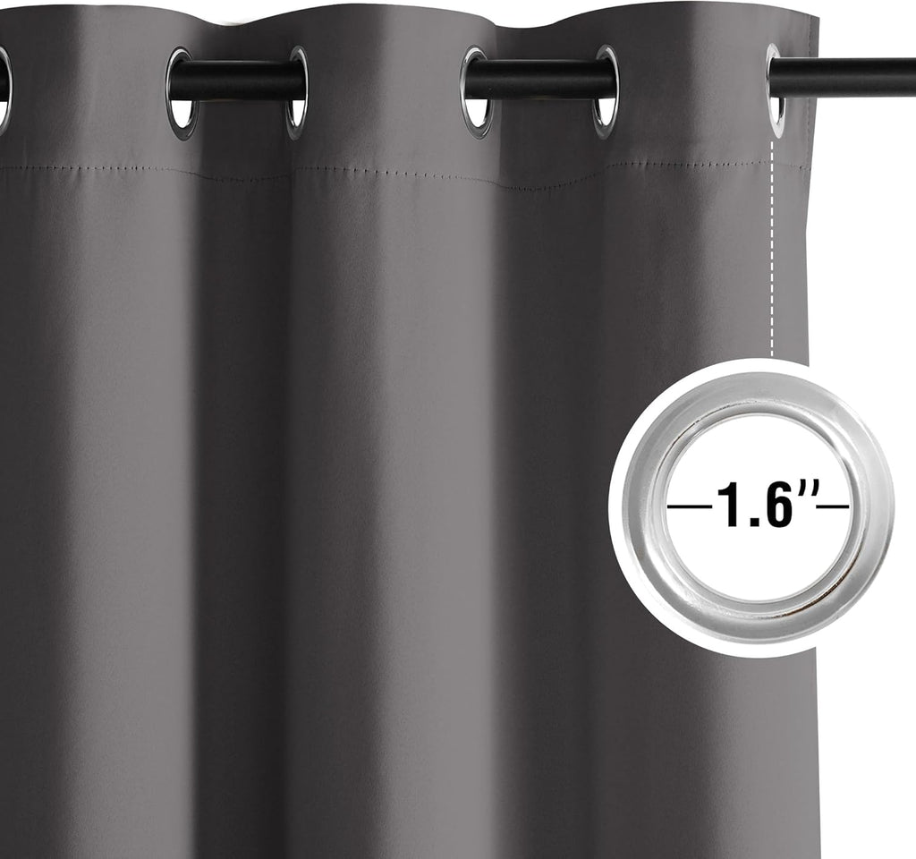 NICETOWN Room Darkening Curtains - Grey Drapery Panels, Set of 2 | 52" W x 63" L