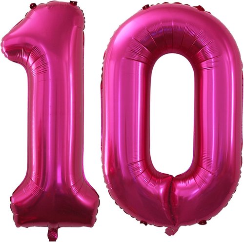 GOER Jumbo Number 10 Balloons - 42 Inch Foil Helium Balloons for 10th Birthday & Anniversary | Bright Peach