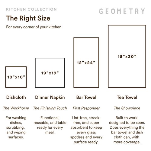 GEOMETRY Bar Towels for Kitchen - Premium Towels for Cleaning Dishes & Glassware - Absorbent & Fast Drying Kitchen Towels - Lolita, 12" x 14" - 1-Piece