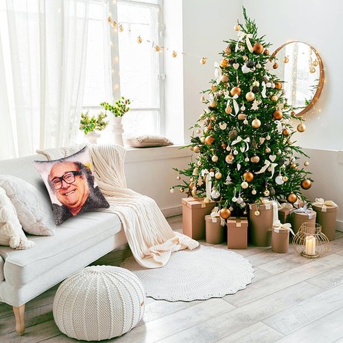 LydeLog Danny DeVito Pillow Covers Sequin Pillow Cases Funny Gag Gifts Reversible Sequin Pillow Cover Decorative Throw Cushion Case 16 x 16 Inches (Black)