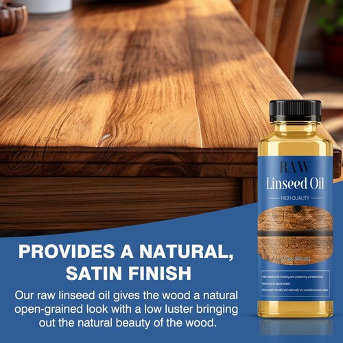 Raw Linseed Oil for Wood Protection - Natural Linseed Oil Refreshes Wood Naturally - Repair and Condition Wood Patio Furniture, Decks - 7.1 oz