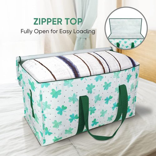 BALEINE Oversized Moving Bags - Heavy-Duty Storage Totes with Reinforced Handles | 2-Pack (Clover)