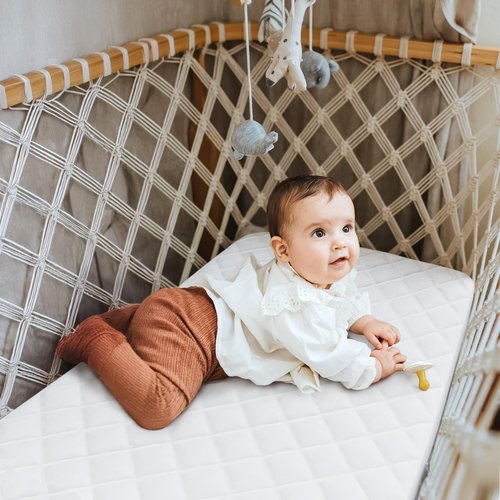 Bassinet Mattress Pad Cover Fit for AirClub/AMKE 3 in 1/HARPPA/TCBunny/MiClassic and Milliard Bedside Sleeper, Waterproof Bassinet Mattress Protector Quilted Bassinet Sheets (21" x 35") 2 Pack