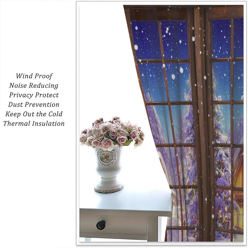 Winter Snow Christmas Curtains - 42x45in Blackout Drapes for Living Room & Bedroom (Variation: Winter Snow-2+21" W x 45" L)