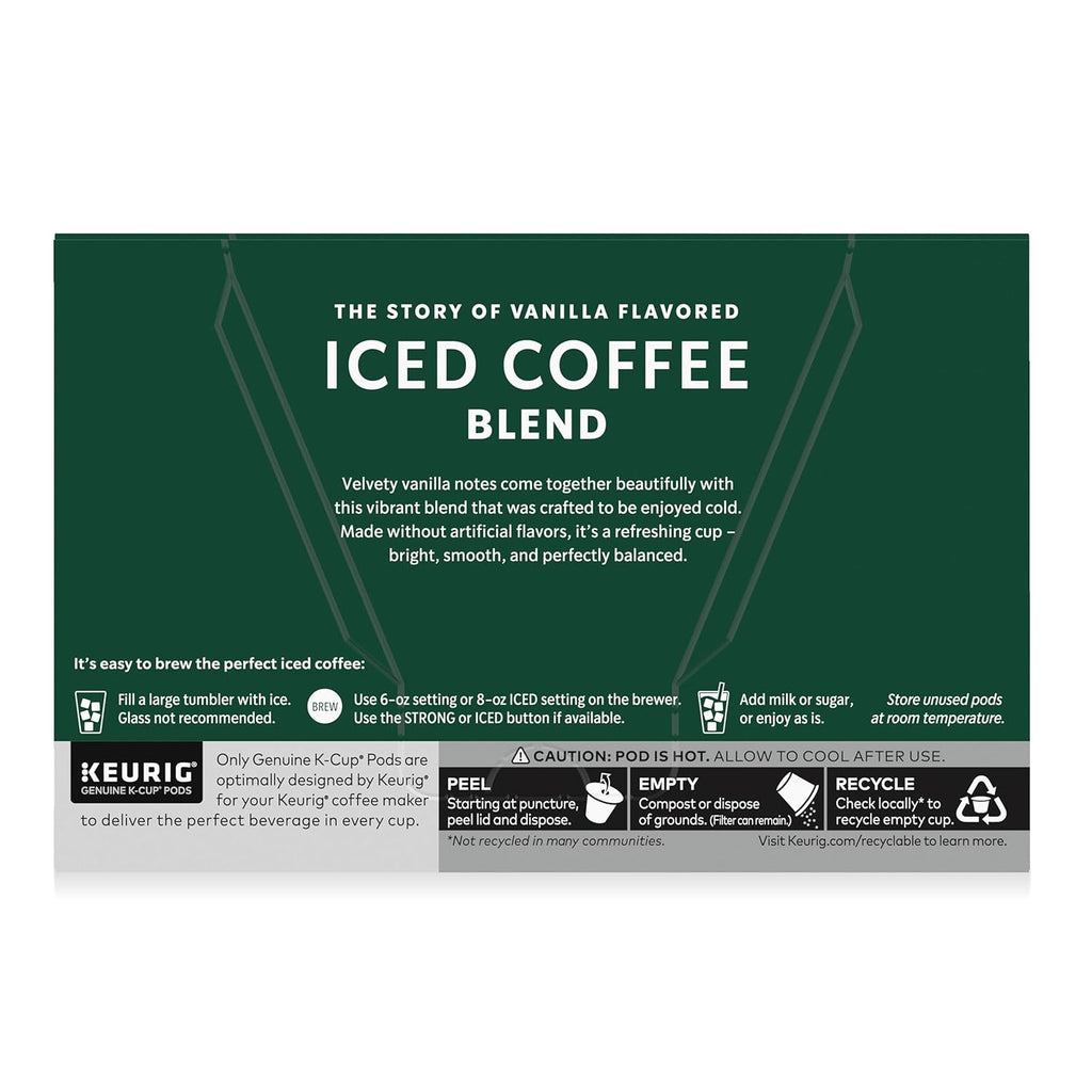 Starbucks K-Cup Coffee Pods - Iced Coffee Blend with Vanilla Flavor | 100% Arabica, 60 Pods Total