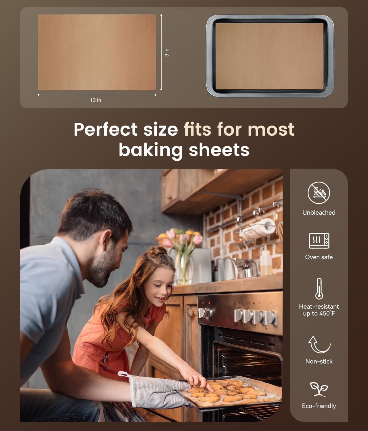 Parchment Paper Sheets by [Brand Name] - 200 Non-Stick Precut Baking Sheets | 9x13 In, Unbleached, Ideal for Bread, Cakes & Cookies